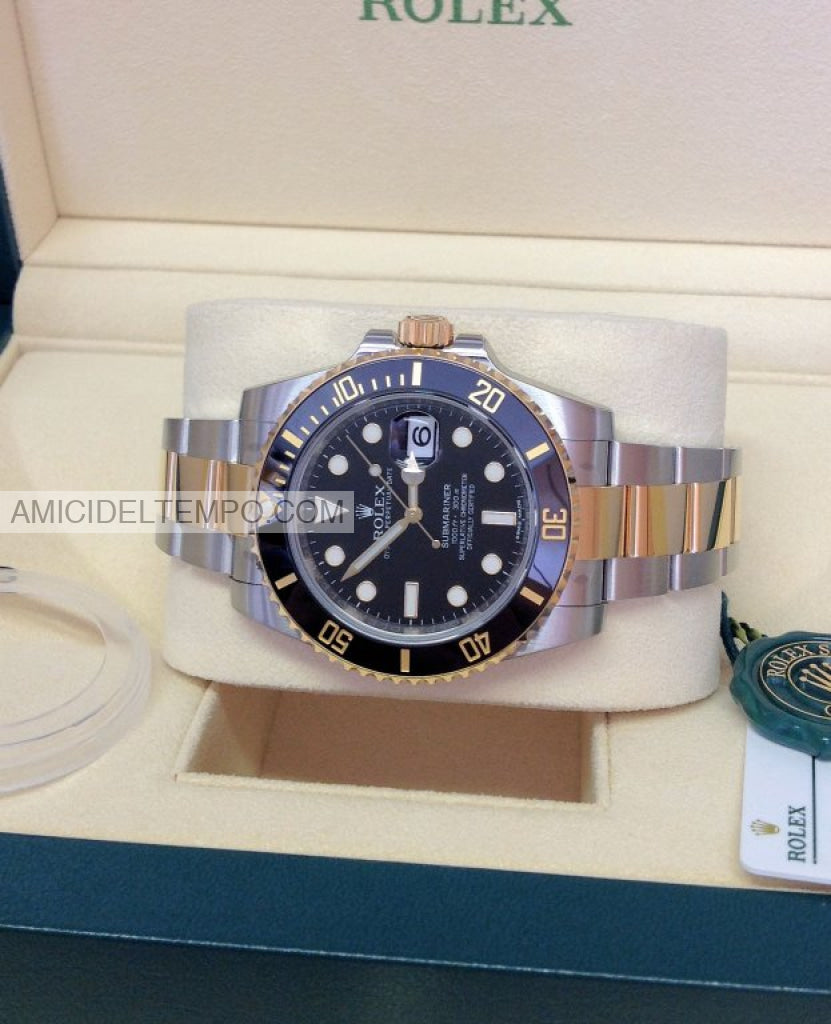 Rolex replica Submariner aciaio e oro nero date 41mm orologio replica repliche rolex