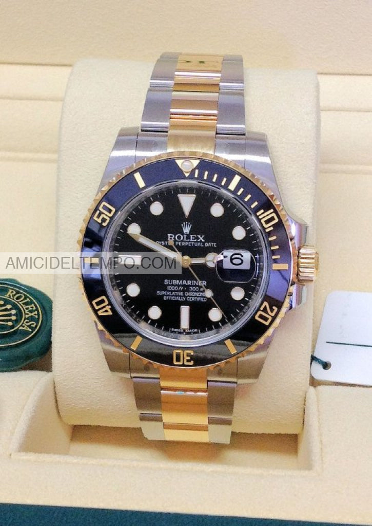 Rolex replica Submariner aciaio e oro nero date 41mm orologio replica repliche rolex