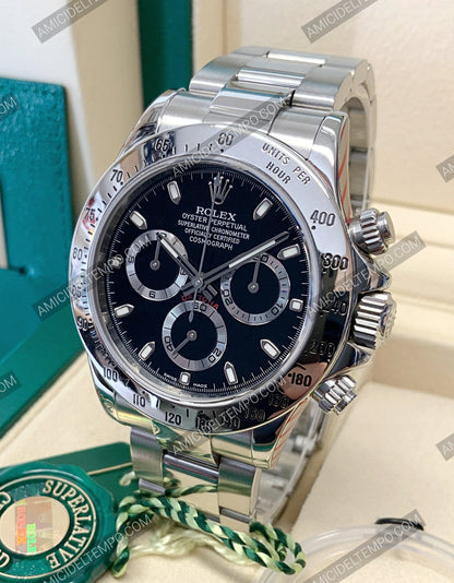 Rolex replica Daytona  classico nero acciaio orologio replica - [Repliche Rolex] -Amici del Tempo 